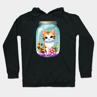 Cute Cat With Beautiful Flowers In Mason Jar Hoodie